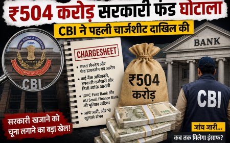 ₹504 करोड़ सरकारी फंड घोटाला: CBI ने दाखिल की पहली चार्जशीट, बैंक अधिकारियों समेत कई आरोपी घिरे