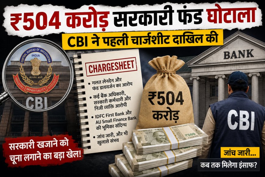 ₹504 करोड़ सरकारी फंड घोटाला: CBI ने दाखिल की पहली चार्जशीट, बैंक अधिकारियों समेत कई आरोपी घिरे