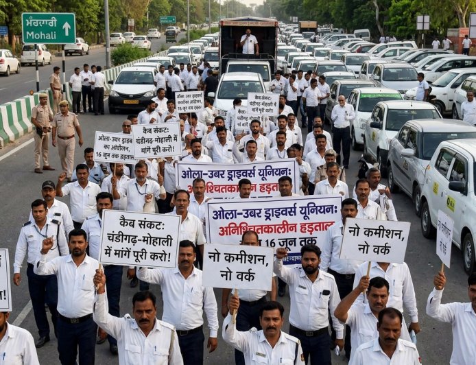 चंडीगढ़-मोहाली में कैब संकट! किराया अधिसूचना लागू न होने पर 16 जून तक ओला-उबर ड्राइवरों का आंदोलन