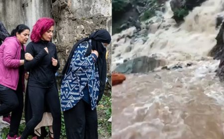 उफनते नाले को पार कर परीक्षा देने निकलीं छात्राएं, जान जोखिम में डालने का वीडियो वायरल; रियासी में परीक्षा रद्द