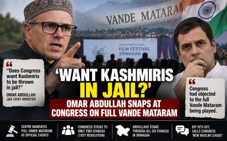 “क्या कश्मीरियों को जेल में डालना चाहते हैं?” पूर्ण वंदे मातरम पर कांग्रेस से भिड़े उमर अब्दुल्ला