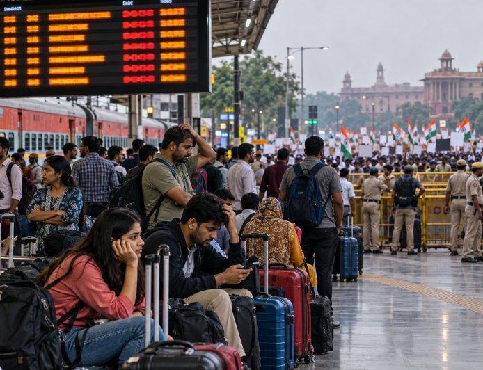 दिल्ली में CJP प्रदर्शन से पहले रेल सेवाओं पर असर, 5,000 यात्रियों की छूटी ट्रेन; कई गाड़ियां रद्द