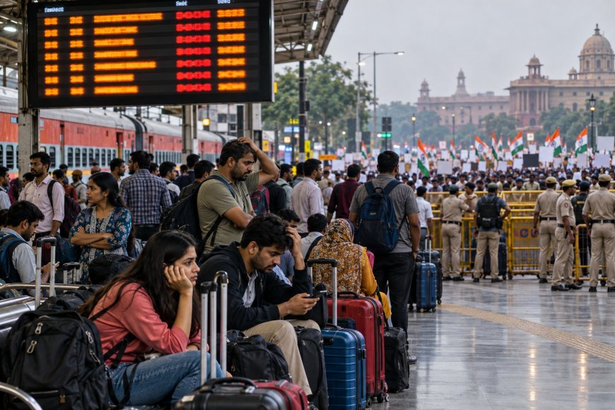 दिल्ली में CJP प्रदर्शन से पहले रेल सेवाओं पर असर, 5,000 यात्रियों की छूटी ट्रेन; कई गाड़ियां रद्द